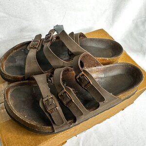 Birkenstock - Florida Sandals - Brown Leather Slip-ons - EU Size 42